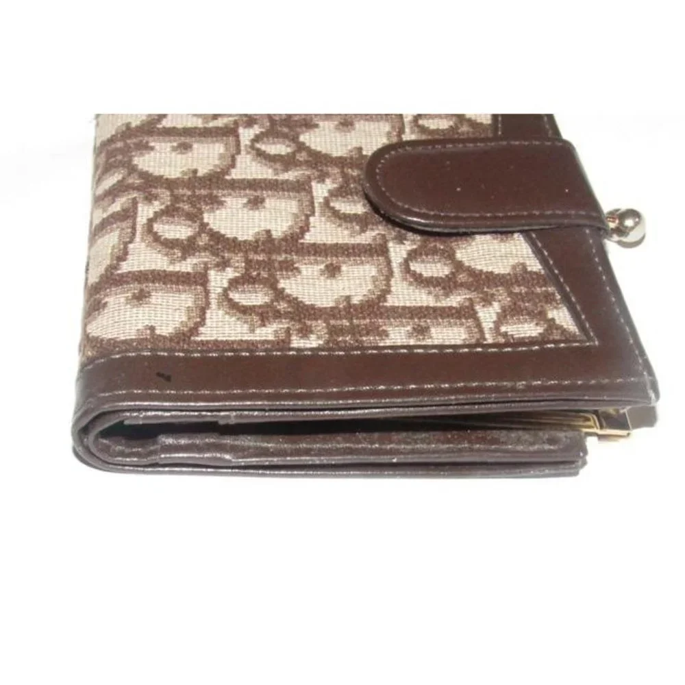 Christian Dior Brown Trotter Print Vintage Wallet and Coin Purse